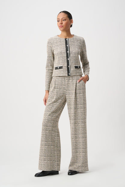 Joseph Ribkoff Boucle Wide-Leg Trousers Beige/Multi
