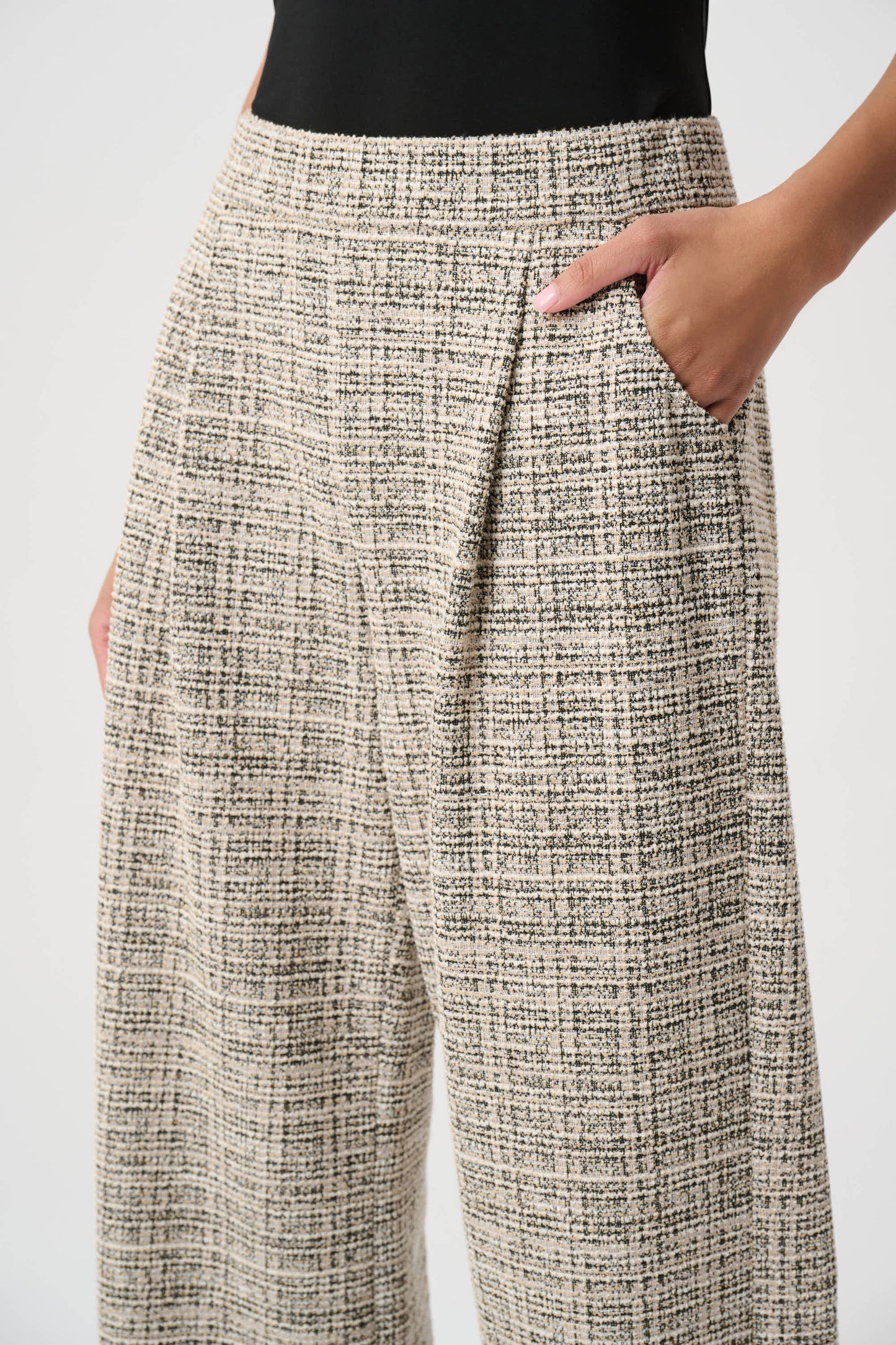 Joseph Ribkoff Boucle Wide-Leg Trousers Beige/Multi