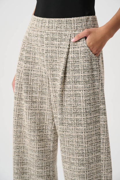 Joseph Ribkoff Boucle Wide-Leg Trousers Beige/Multi