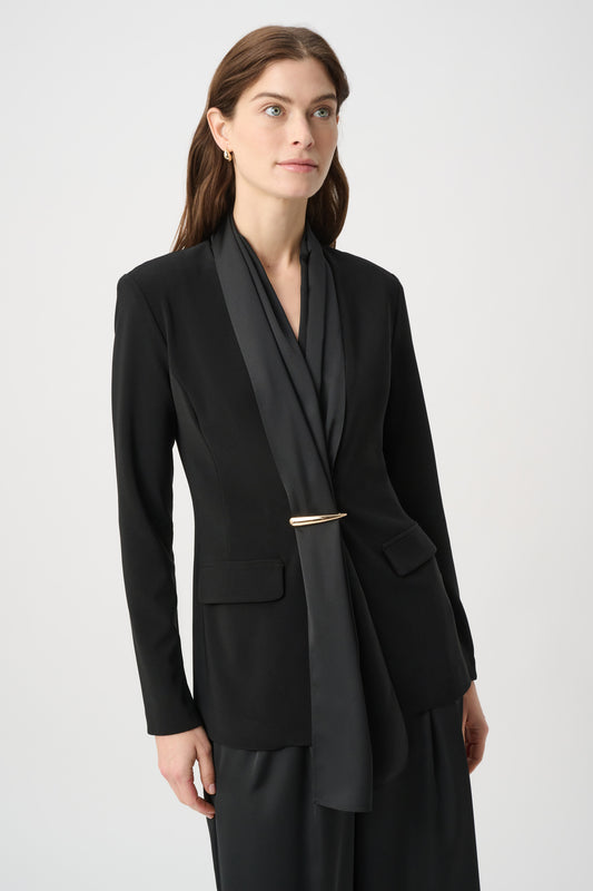 Joseph Ribkoff Scarf Collar Blazer Black