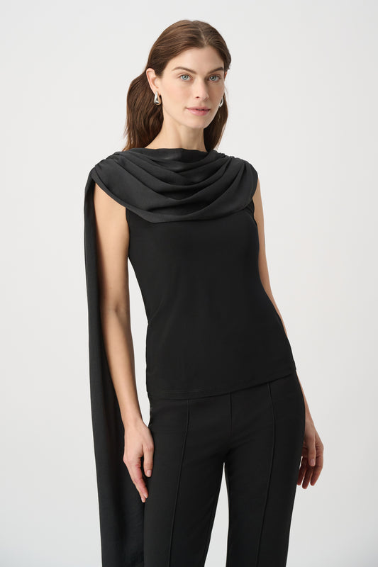 Joseph Ribkoff Scarf Collar Fitted Top Black