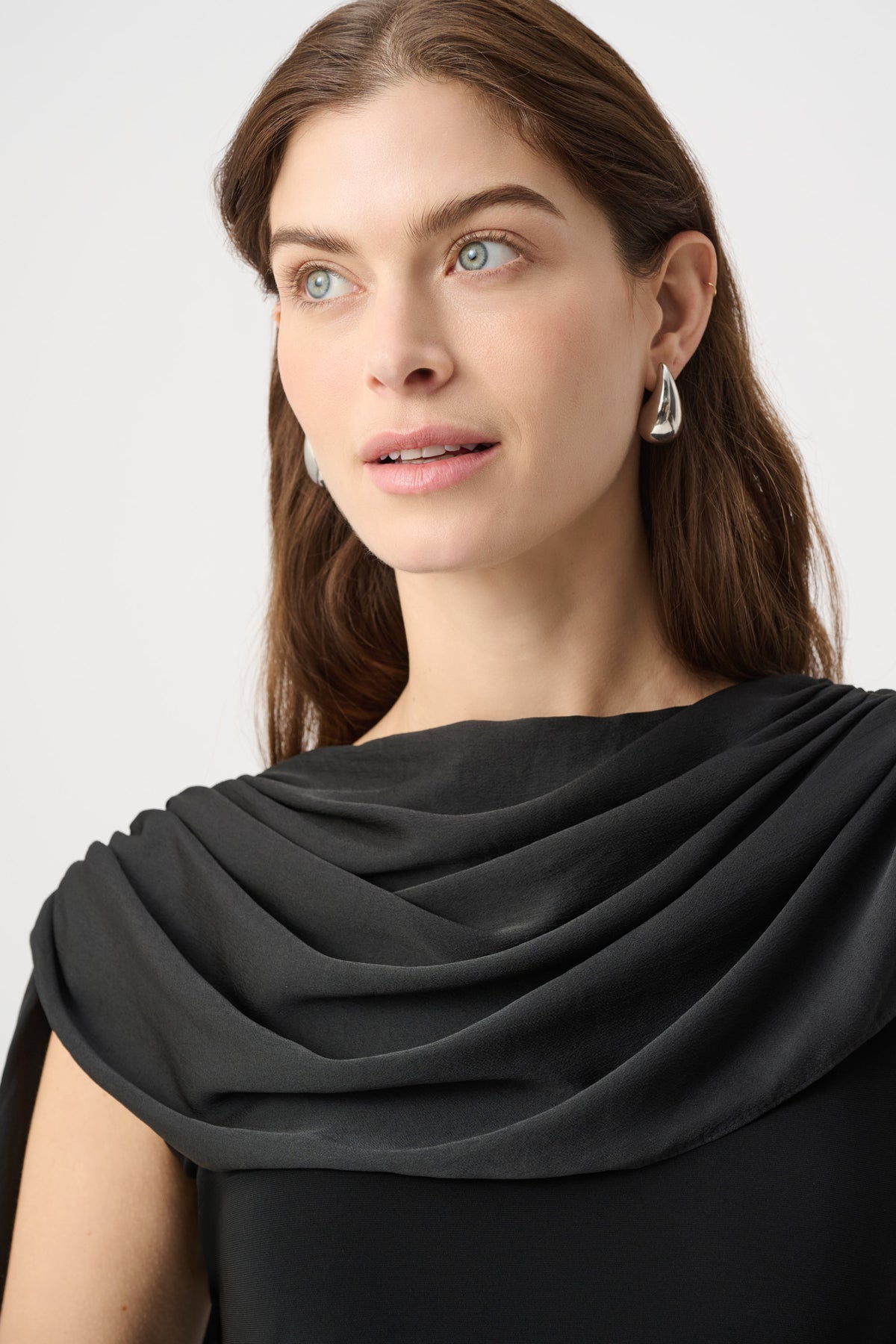 Joseph Ribkoff Scarf Collar Fitted Top Black