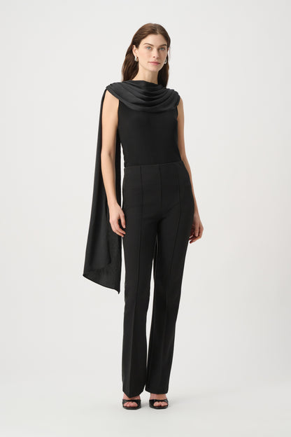 Joseph Ribkoff Scarf Collar Fitted Top Black