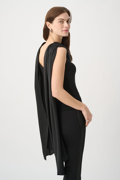 Joseph Ribkoff Scarf Collar Fitted Top Black