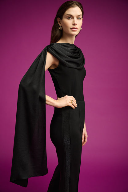 Joseph Ribkoff Scarf Collar Fitted Top Black