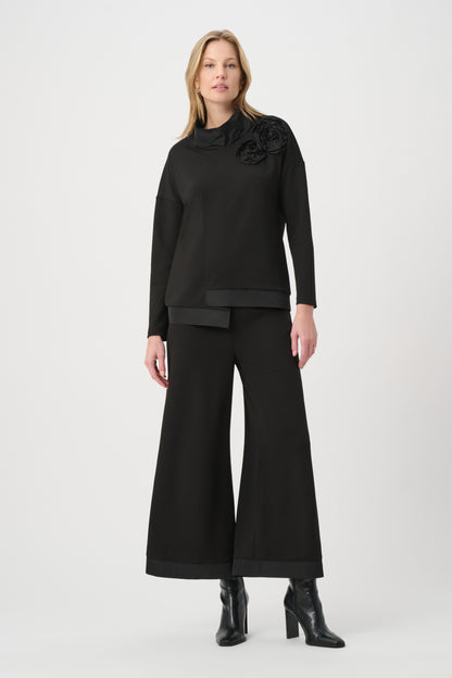 Joseph Ribkoff Wide Leg Trim Pull-on Trousers Black