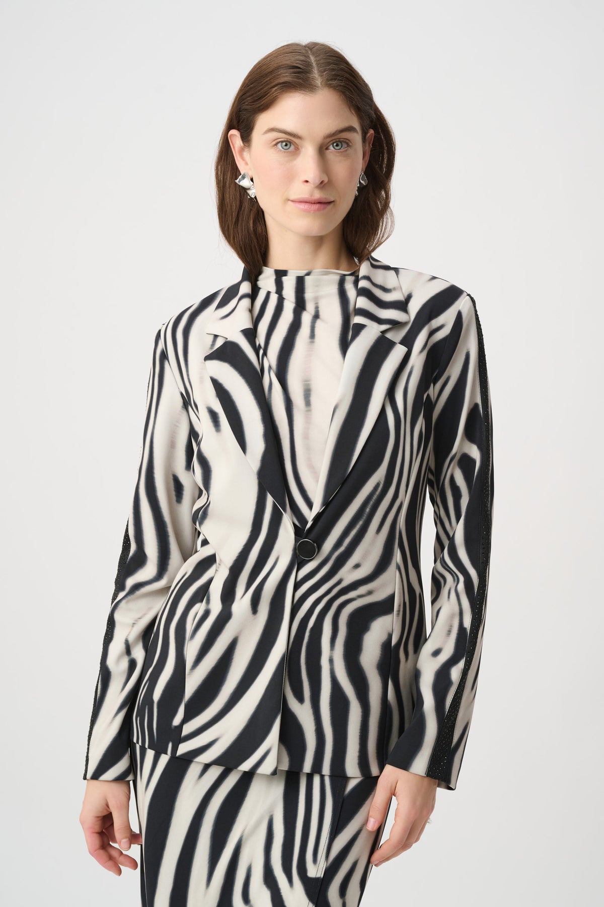 Joseph Ribkoff Animal Print Blazer Black/Off-White