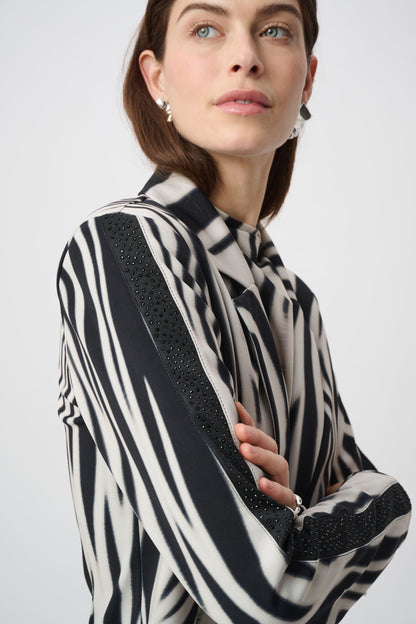 Joseph Ribkoff Animal Print Blazer Black/Off-White