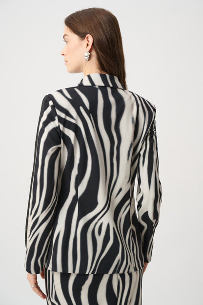 Joseph Ribkoff Animal Print Blazer Black/Off-White