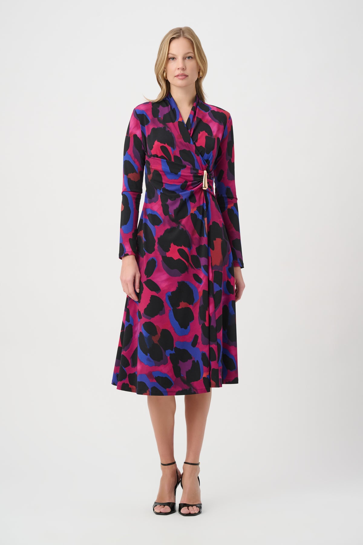 Joseph Ribkoff Animal Print Wrap Dress Black Multi