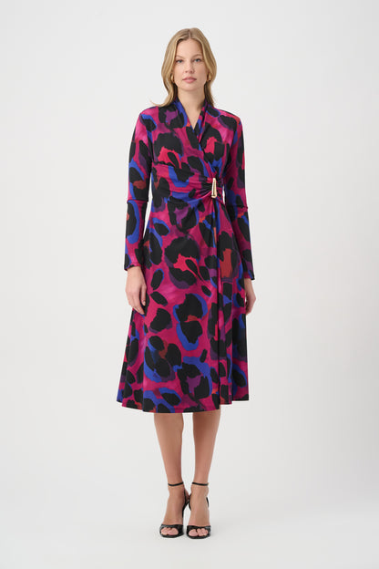 Joseph Ribkoff Animal Print Wrap Dress Black Multi