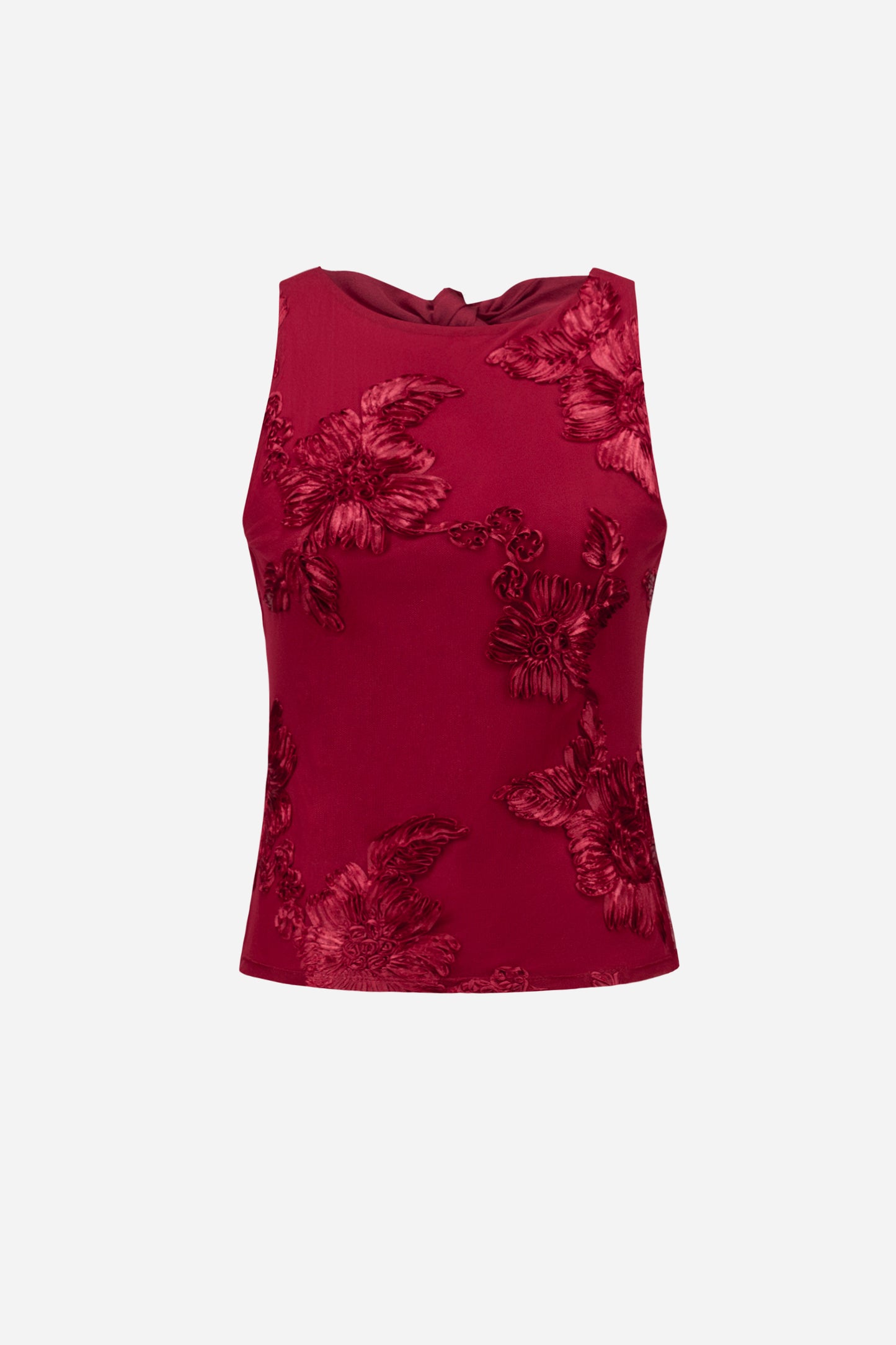 Joseph Ribkoff Embroidered Sleeveless Top Deep Cherry
