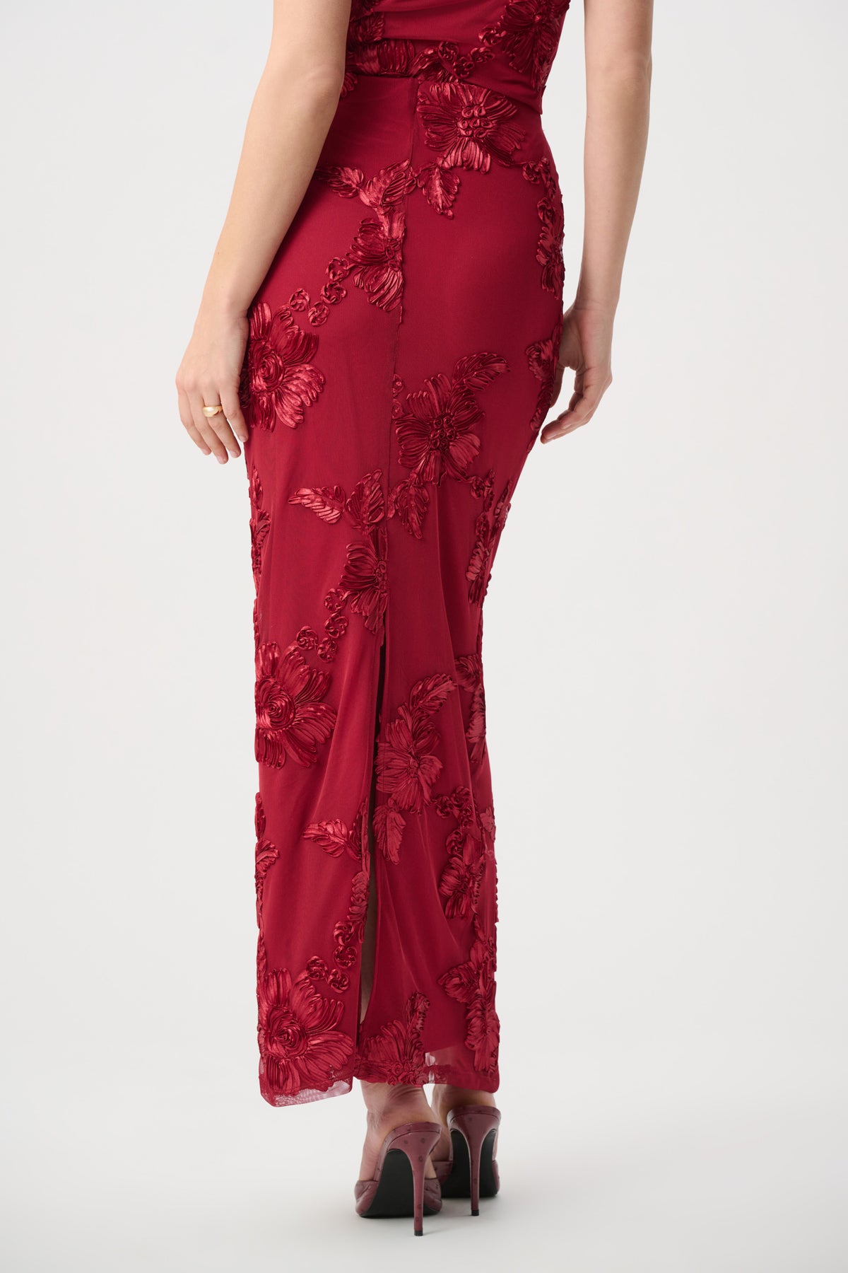 Joseph Ribkoff Embellished Maxi Skirt Deep Cherry