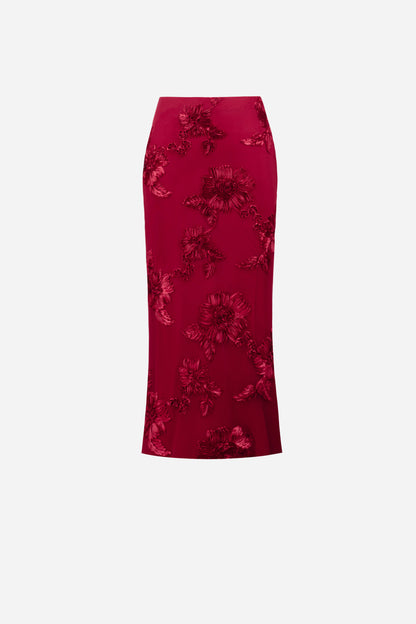 Joseph Ribkoff Embellished Maxi Skirt Deep Cherry