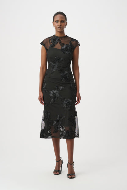Joseph Ribkoff Embellished Trumpet Dress Black