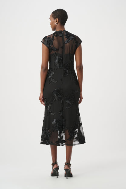 Joseph Ribkoff Embellished Trumpet Dress Black