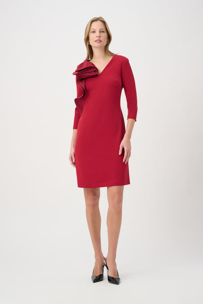 Joseph Ribkoff Statement Ruffle A-Line Dress Deep Cherry