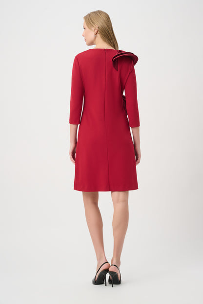 Joseph Ribkoff Statement Ruffle A-Line Dress Deep Cherry