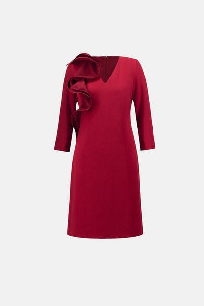 Joseph Ribkoff Statement Ruffle A-Line Dress Deep Cherry