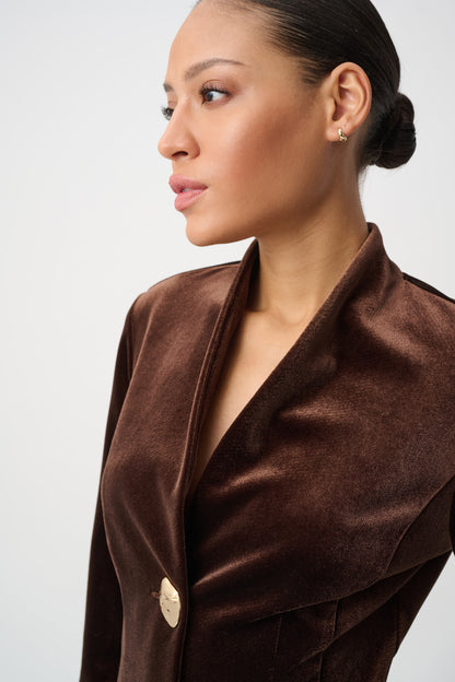 Joseph Ribkoff Velvet Fitted Blazer Mahogany