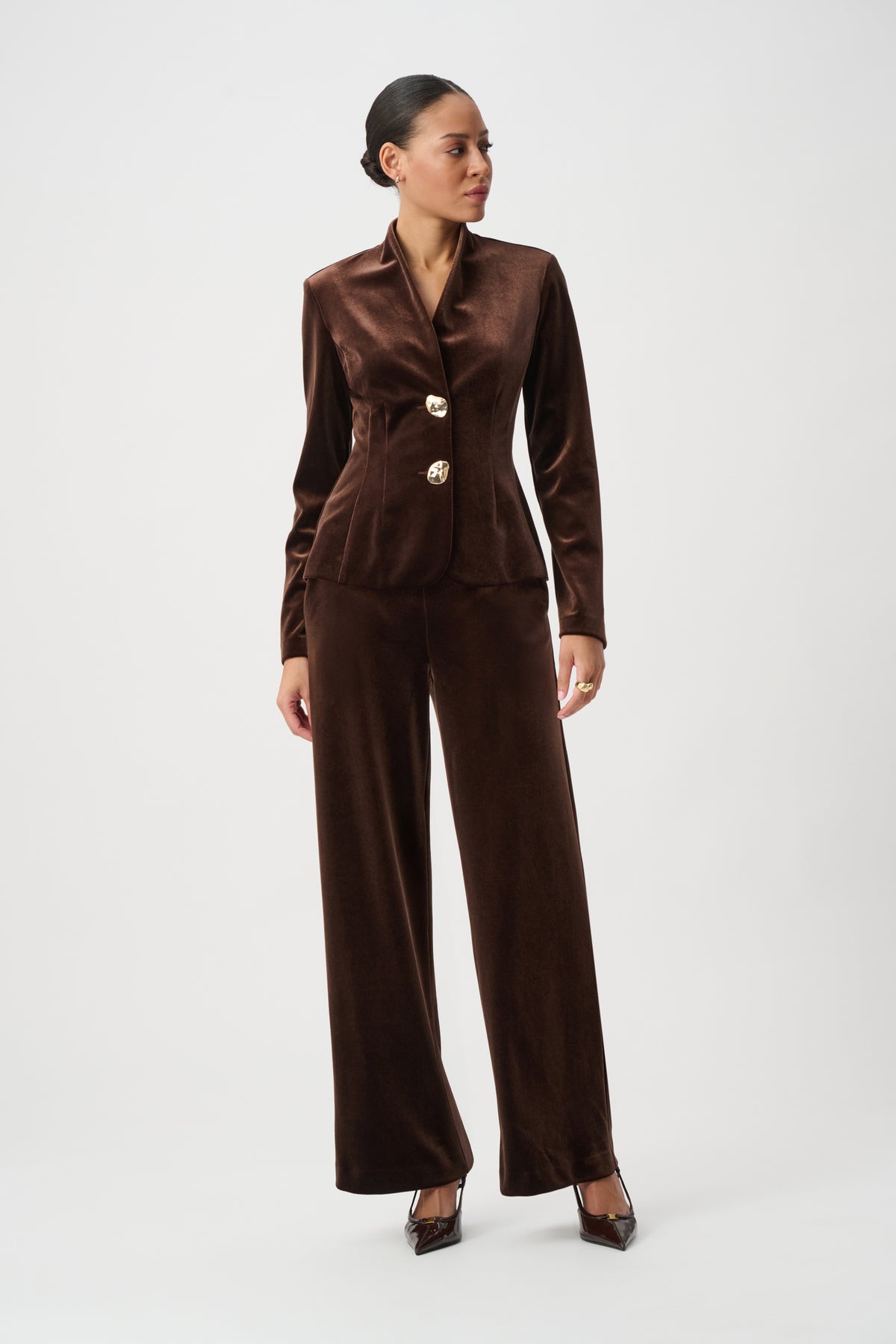 Joseph Ribkoff Velvet Fitted Blazer Mahogany