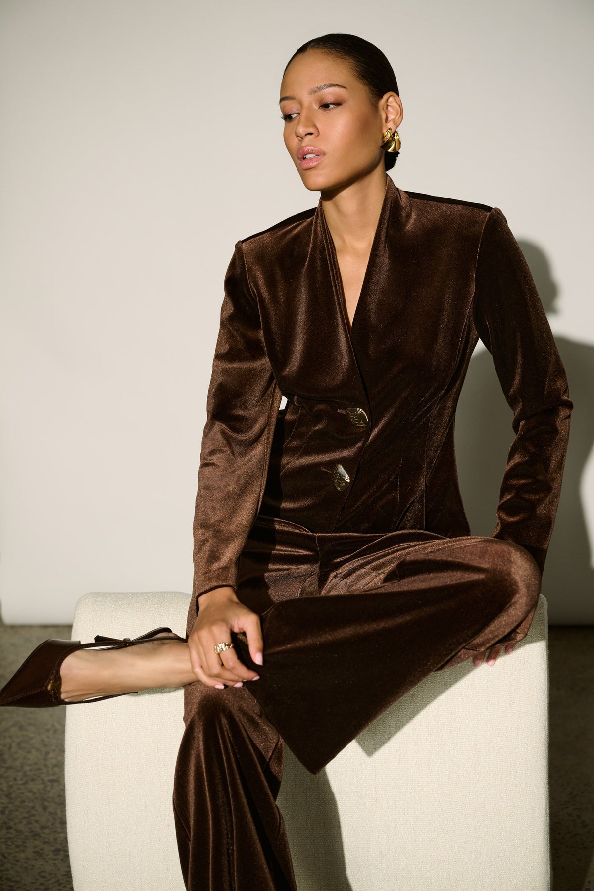 Joseph Ribkoff Velvet Fitted Blazer Mahogany