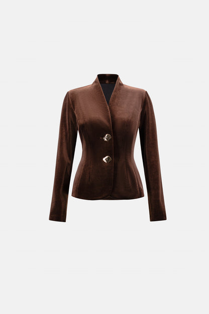 Joseph Ribkoff Velvet Fitted Blazer Mahogany