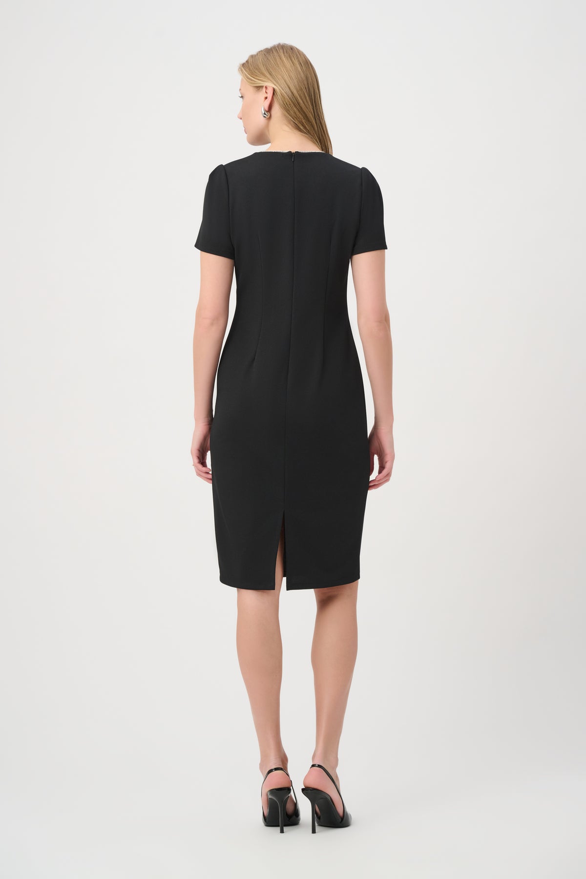 Joseph Ribkoff Embellished Bow Neckline Dress Black