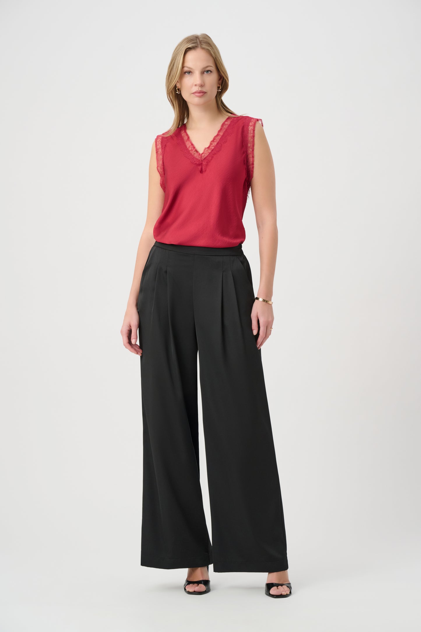 Joseph Ribkoff Satin Sleeveless Top Deep Cherry