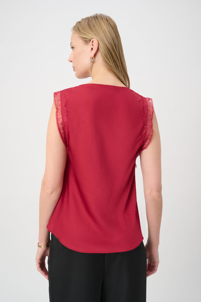 Joseph Ribkoff Satin Sleeveless Top Deep Cherry