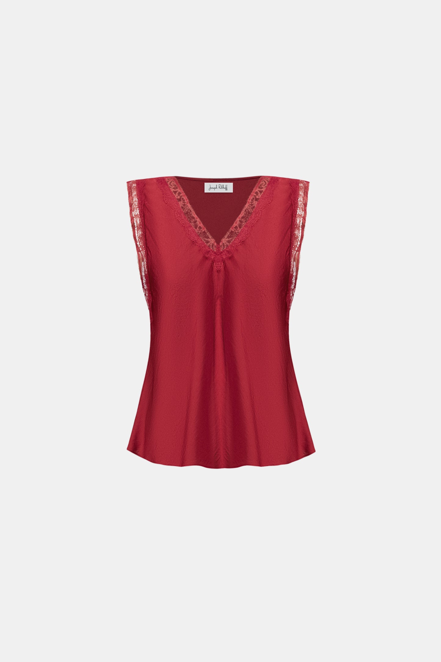 Joseph Ribkoff Satin Sleeveless Top Deep Cherry