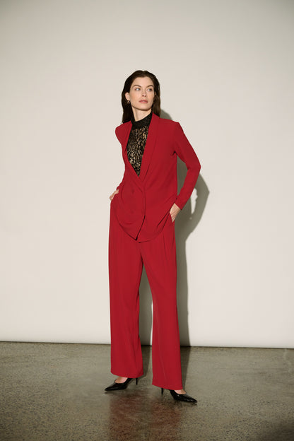 Joseph Ribkoff Front-Pleated Trousers Deep Cherry