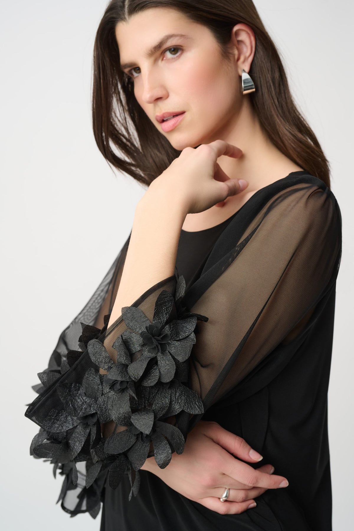 Joseph Ribkoff Embellished Bell Sleeve Top Black