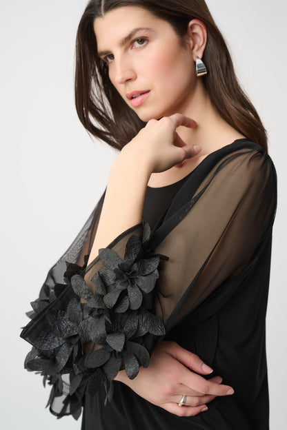 Joseph Ribkoff Embellished Bell Sleeve Top Black