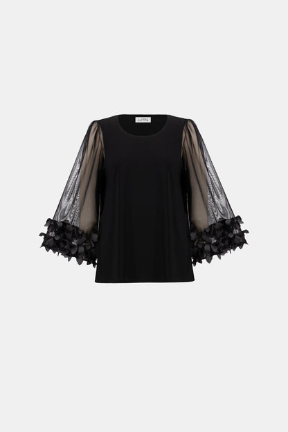 Joseph Ribkoff Embellished Bell Sleeve Top Black