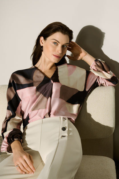 Joseph Ribkoff Geometric Print Top Black/Multi
