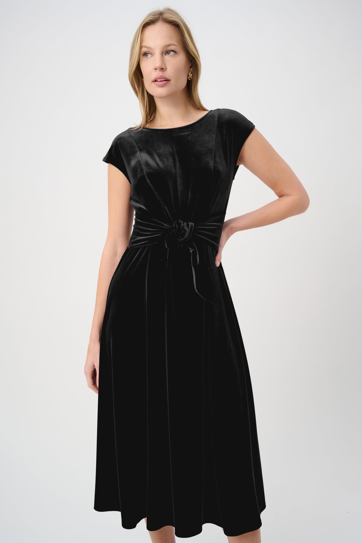 Joseph Ribkoff Velvet Belted Dress Mahogany