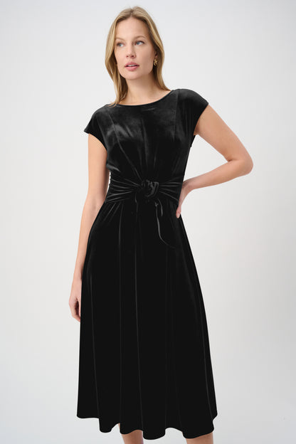 Joseph Ribkoff Velvet Belted Dress Mahogany
