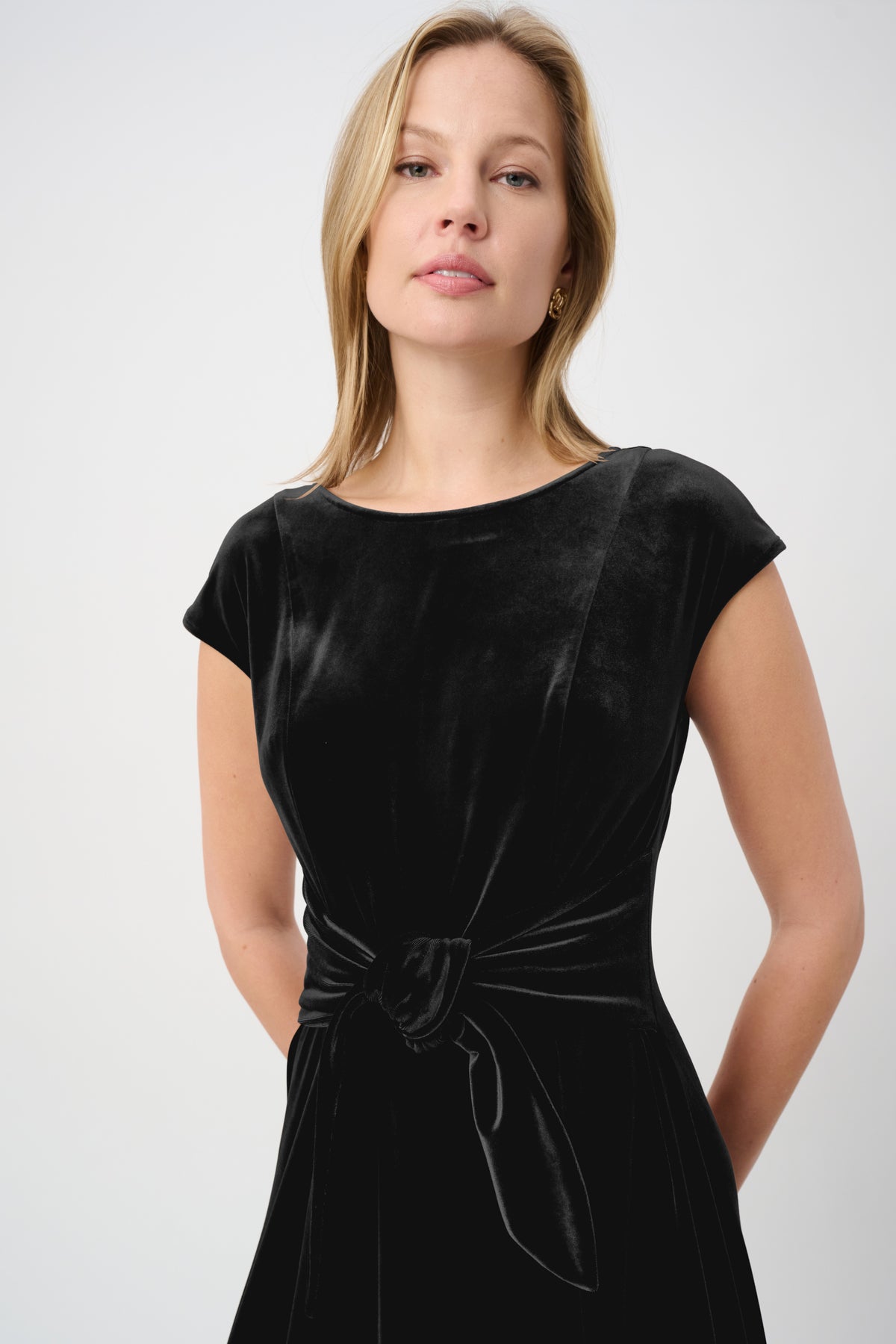 Joseph Ribkoff Velvet Belted Dress Mahogany