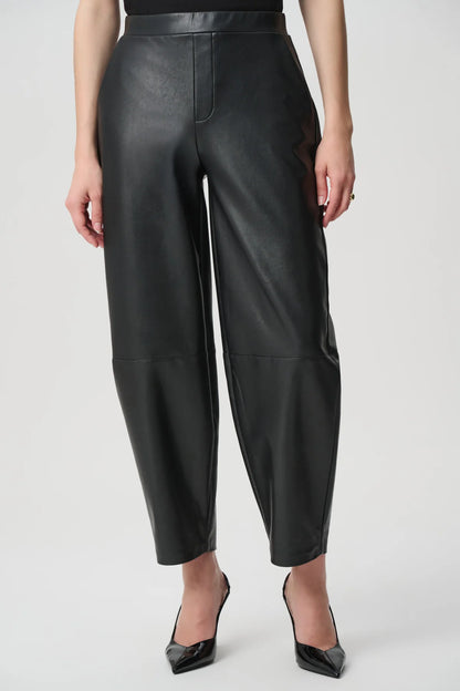 Joseph Ribkoff Leatherette Barrel Leg Trousers Black
