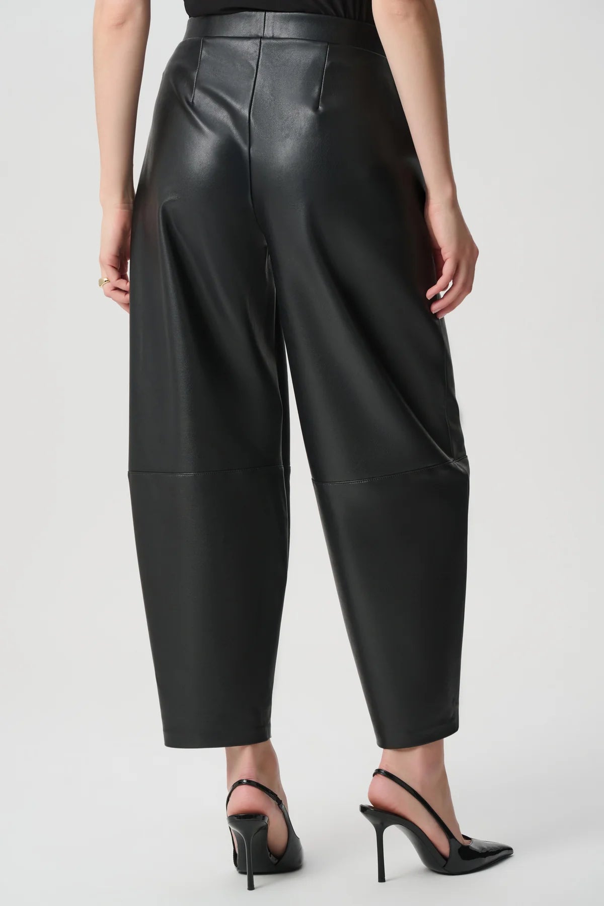 Joseph Ribkoff Leatherette Barrel Leg Trousers Black