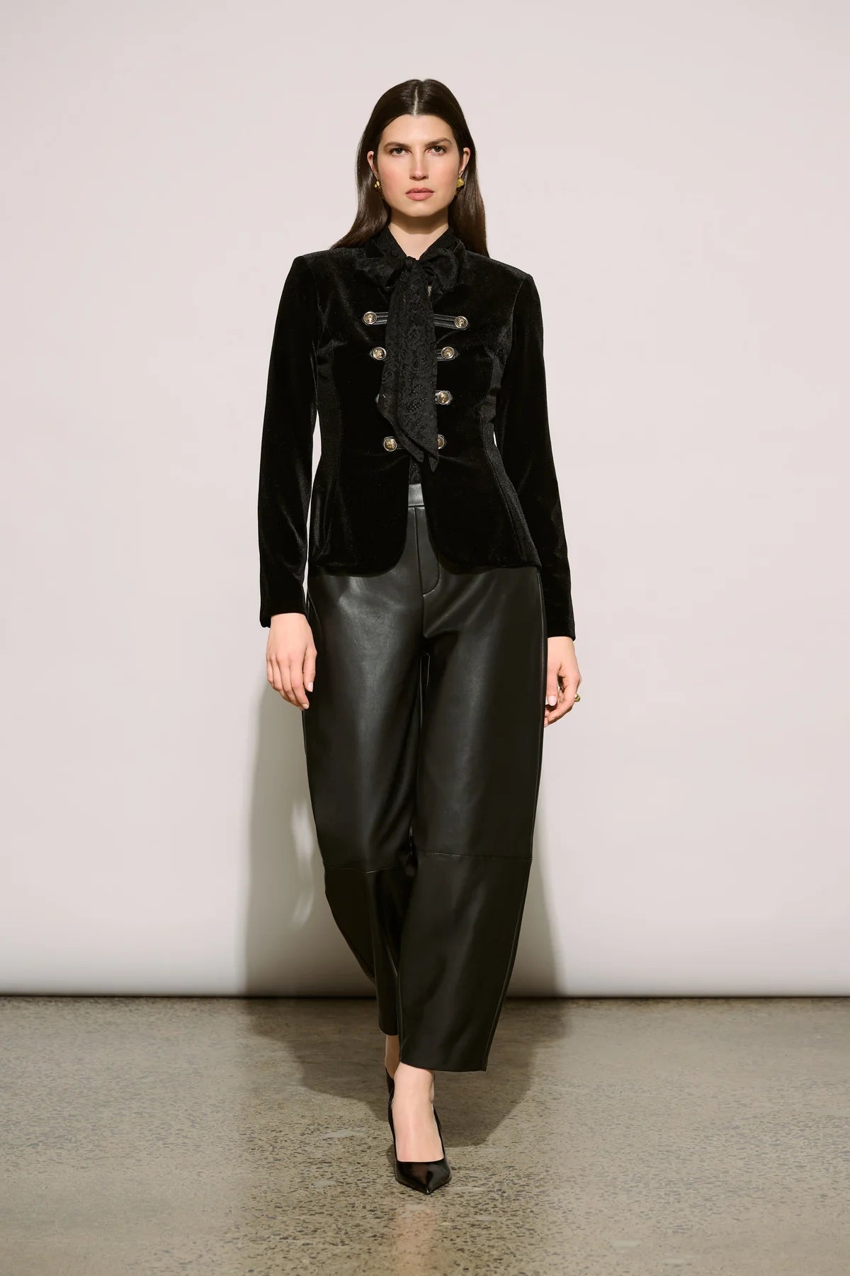 Joseph Ribkoff Leatherette Barrel Leg Trousers Black