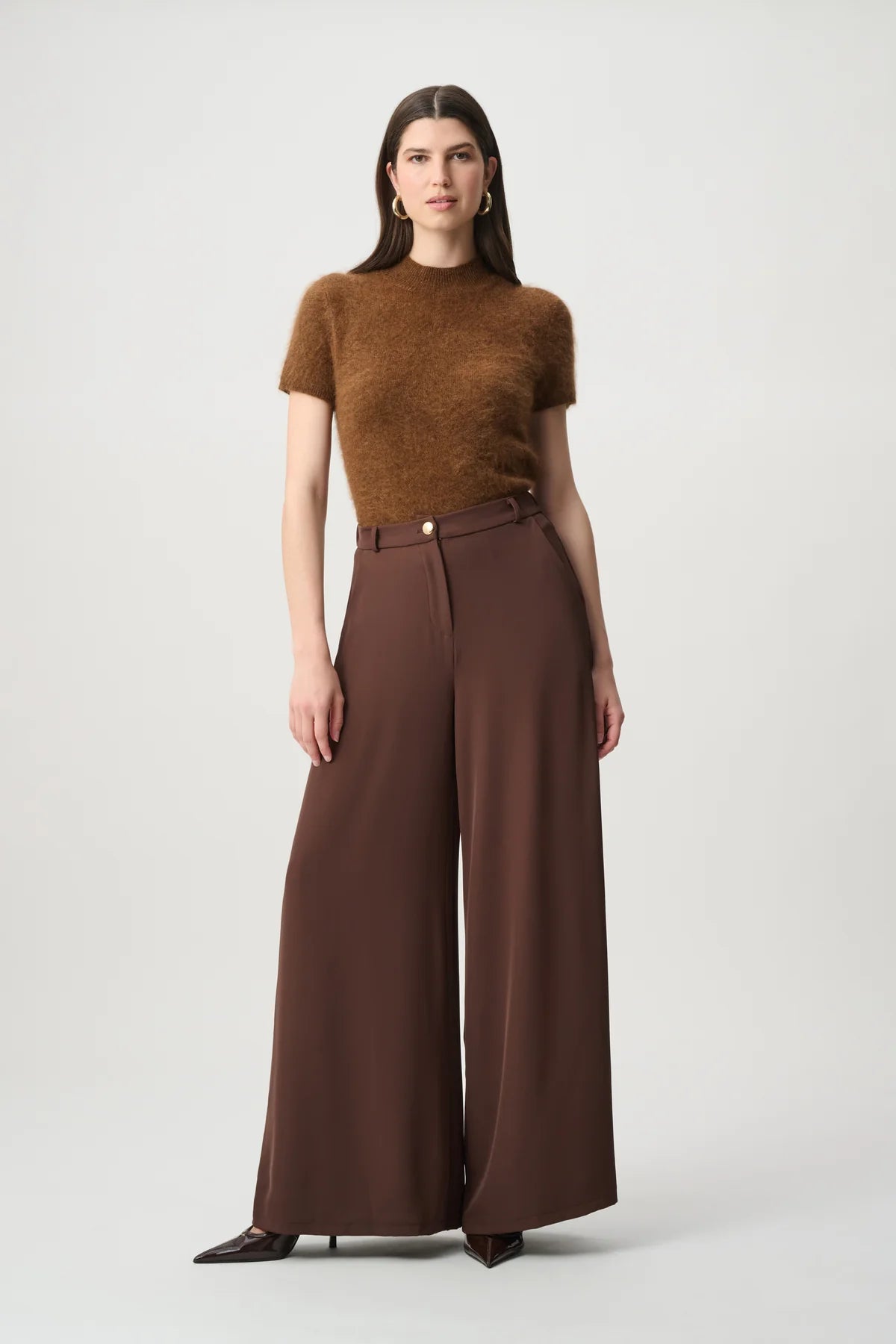 Joseph Ribkoff High-Rise Wide Leg Trousers Mahogany