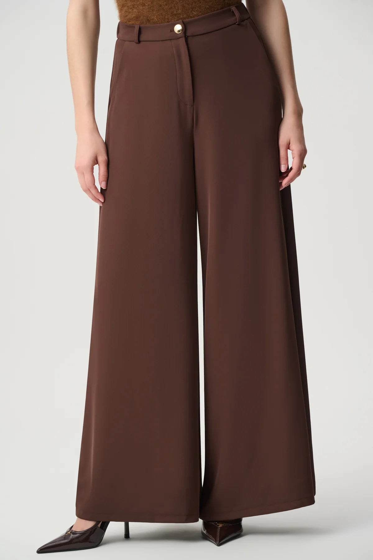 Joseph Ribkoff High-Rise Wide Leg Trousers Mahogany