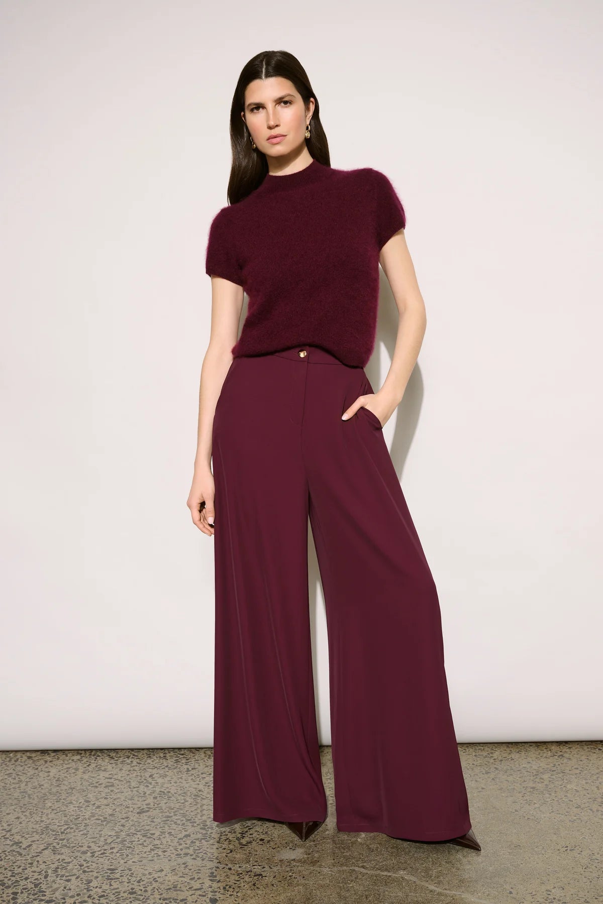 Joseph Ribkoff High-Rise Wide Leg Trousers Elderberry