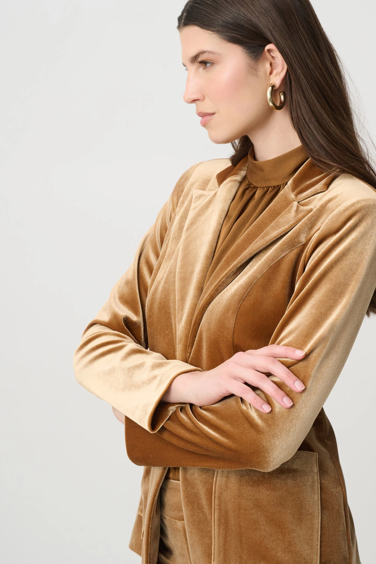 Joseph Ribkoff Velvet Fitted Blazer Ochre