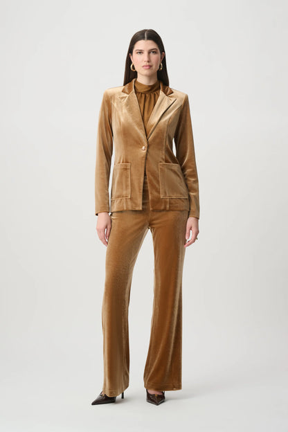 Joseph Ribkoff Velvet Fitted Blazer Ochre