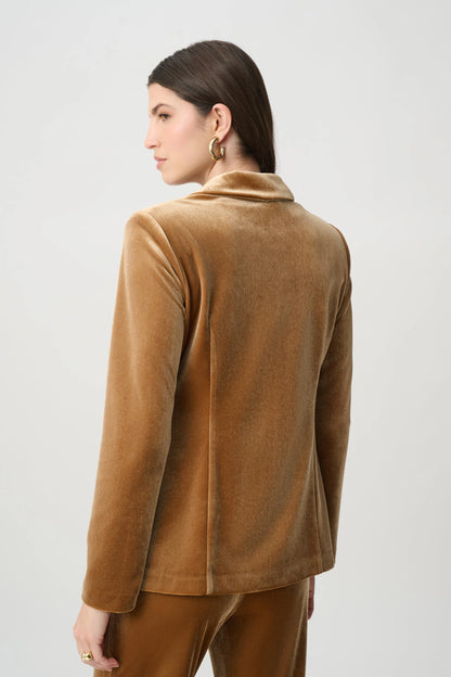 Joseph Ribkoff Velvet Fitted Blazer Ochre