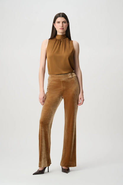 Joseph Ribkoff Velvet Flared Trousers Ochre