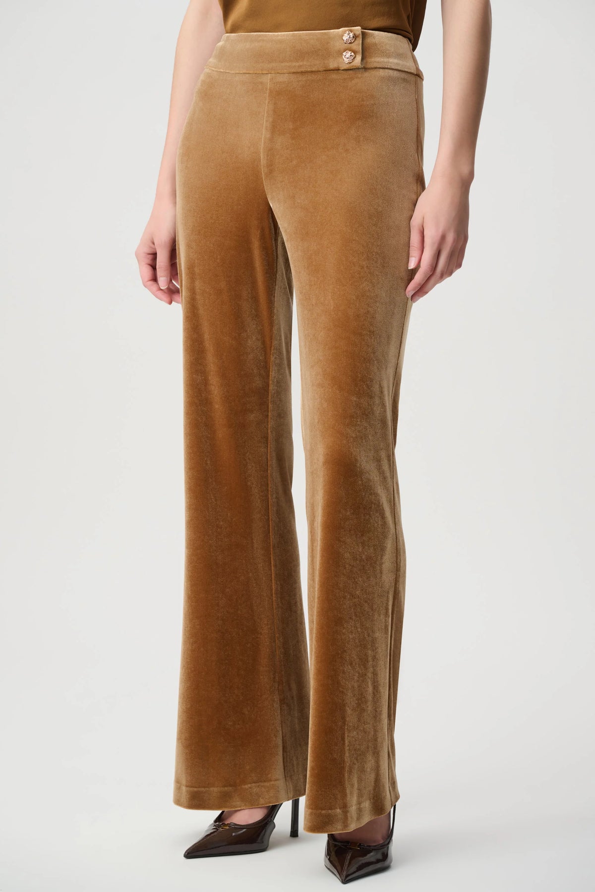 Joseph Ribkoff Velvet Flared Trousers Ochre